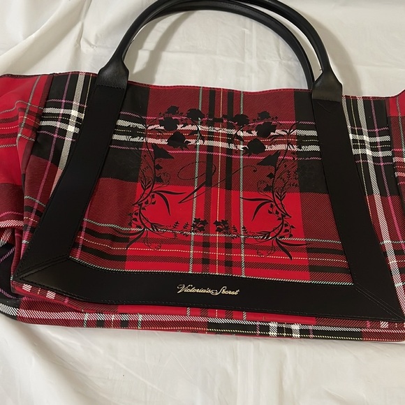 Victoria Secret plaid and botanical hand bag - Picture 6 of 13